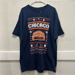 Fan Favorite Chicago Sports Christmas T-Shirt Navy XL